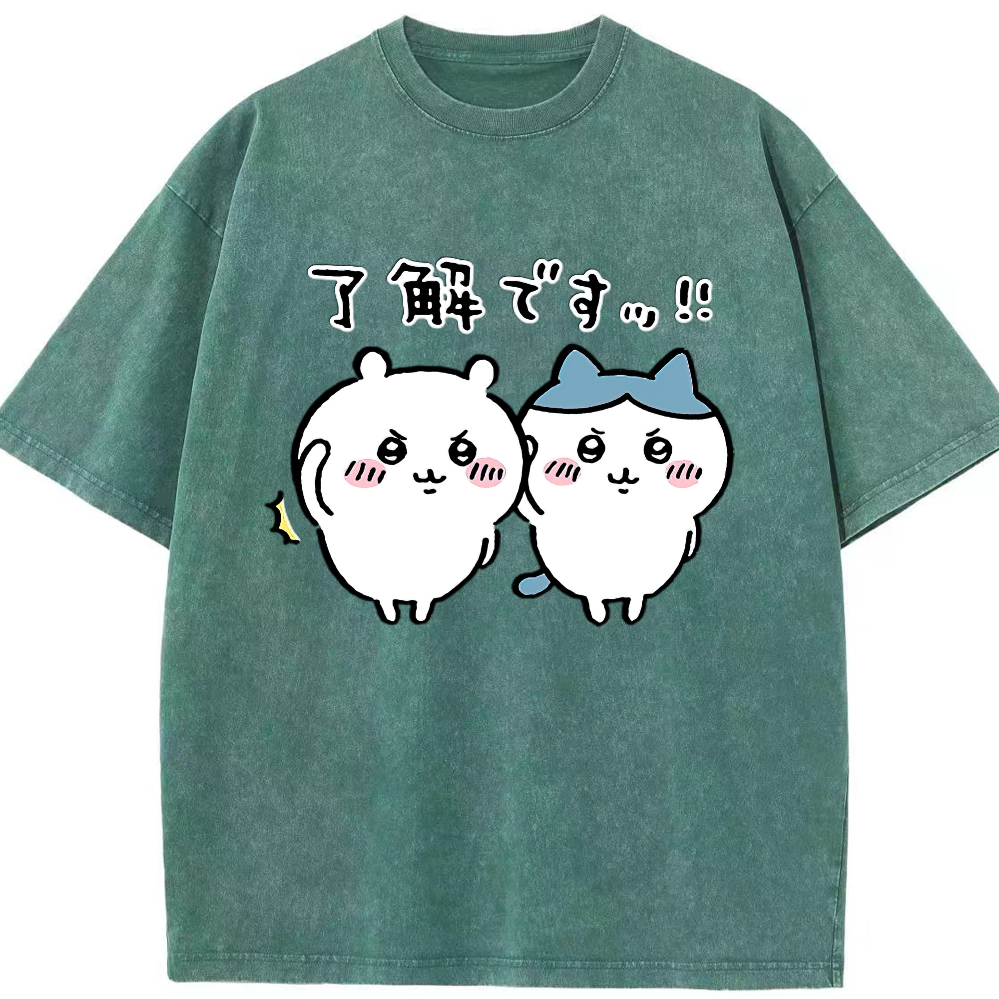 （画像用） ちいかわ ハチワレ Chii-kawa hachiware 綿100% ヴィンテージ風 半袖Tシャツ（フロントプリント）